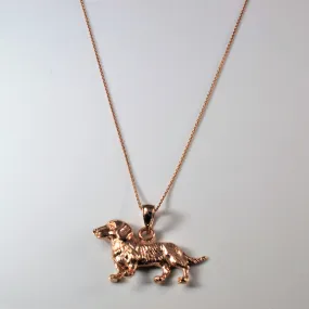 Winter Vibes Delicate Frame 14k Rose Gold Dog Pendant Necklace | 18"|