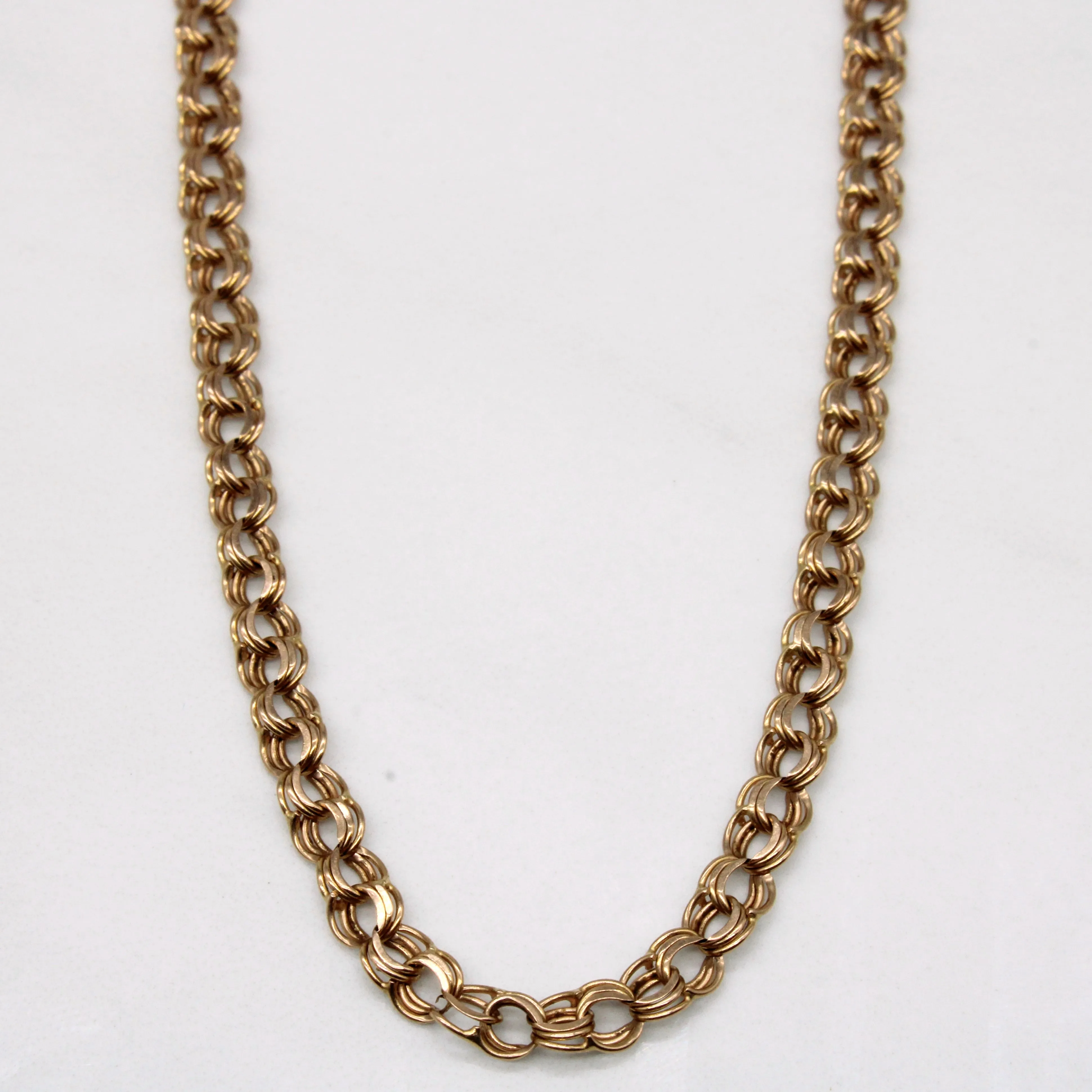 14k Rose Gold Unique Link Necklace | 21" | Delicate Design Natural Touch