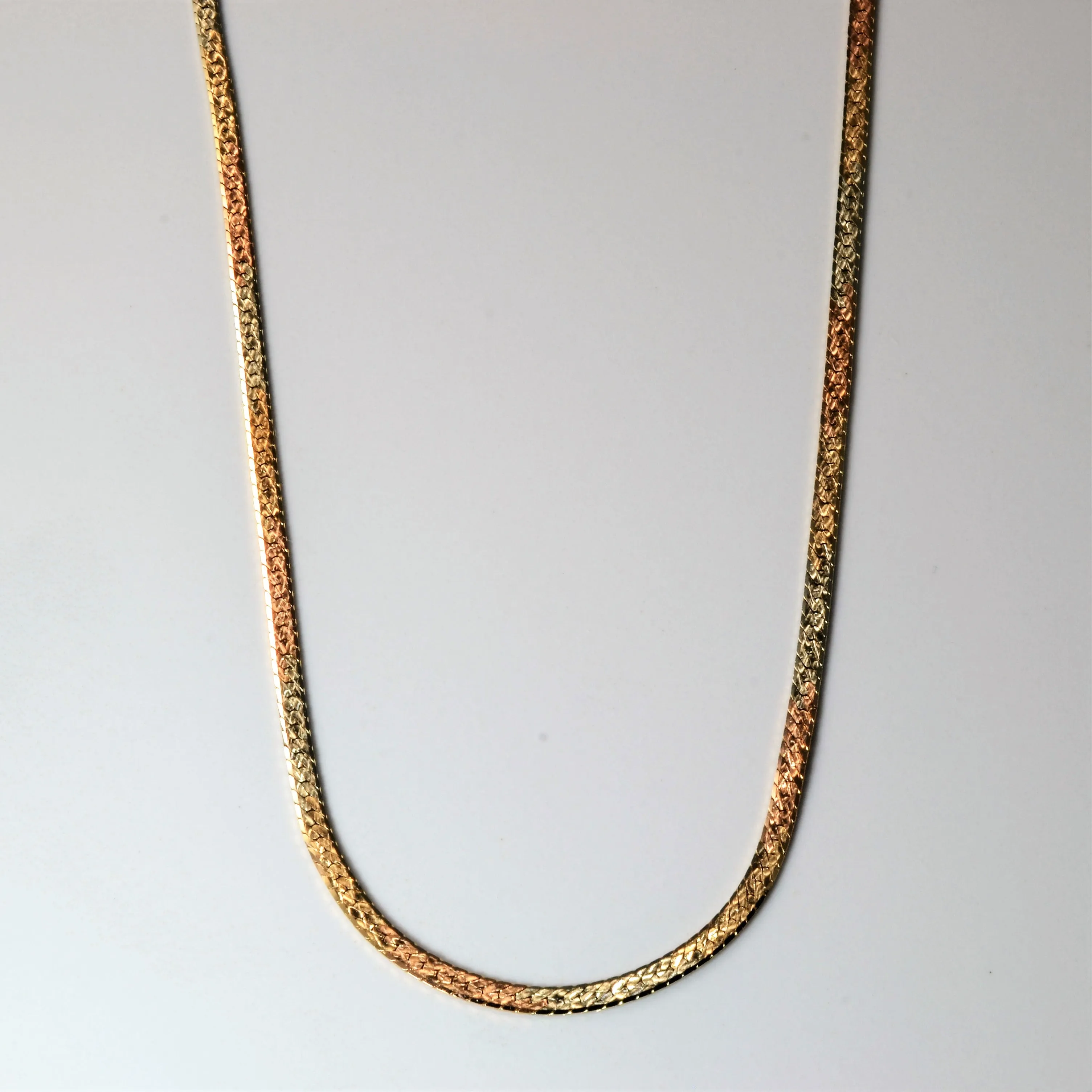 Party Gift 14k Tri Tone Gold Herringbone Chain | 18"|