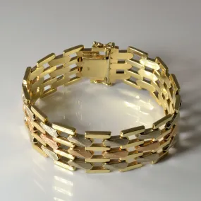 Exquisite Accent 14k Tri Tone Watch Strap Chain Bracelet | 7" |