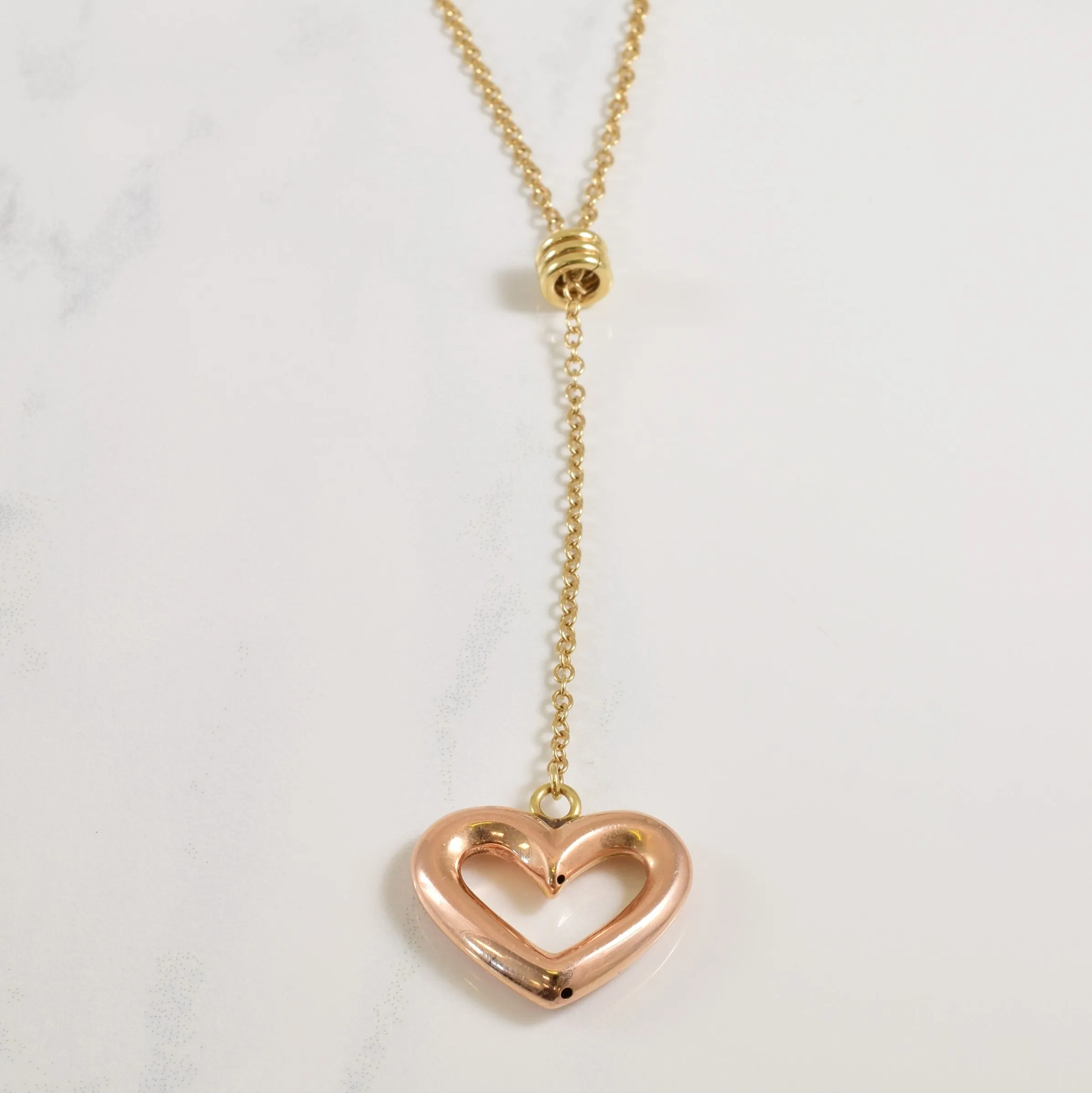14k Two Tone Heart Necklace | 17.25" | Everyday Shine Sophisticated Detail