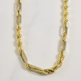 14k Two Tone Rope & Bar Chain | 17" | Night Feature Exclusive Accent