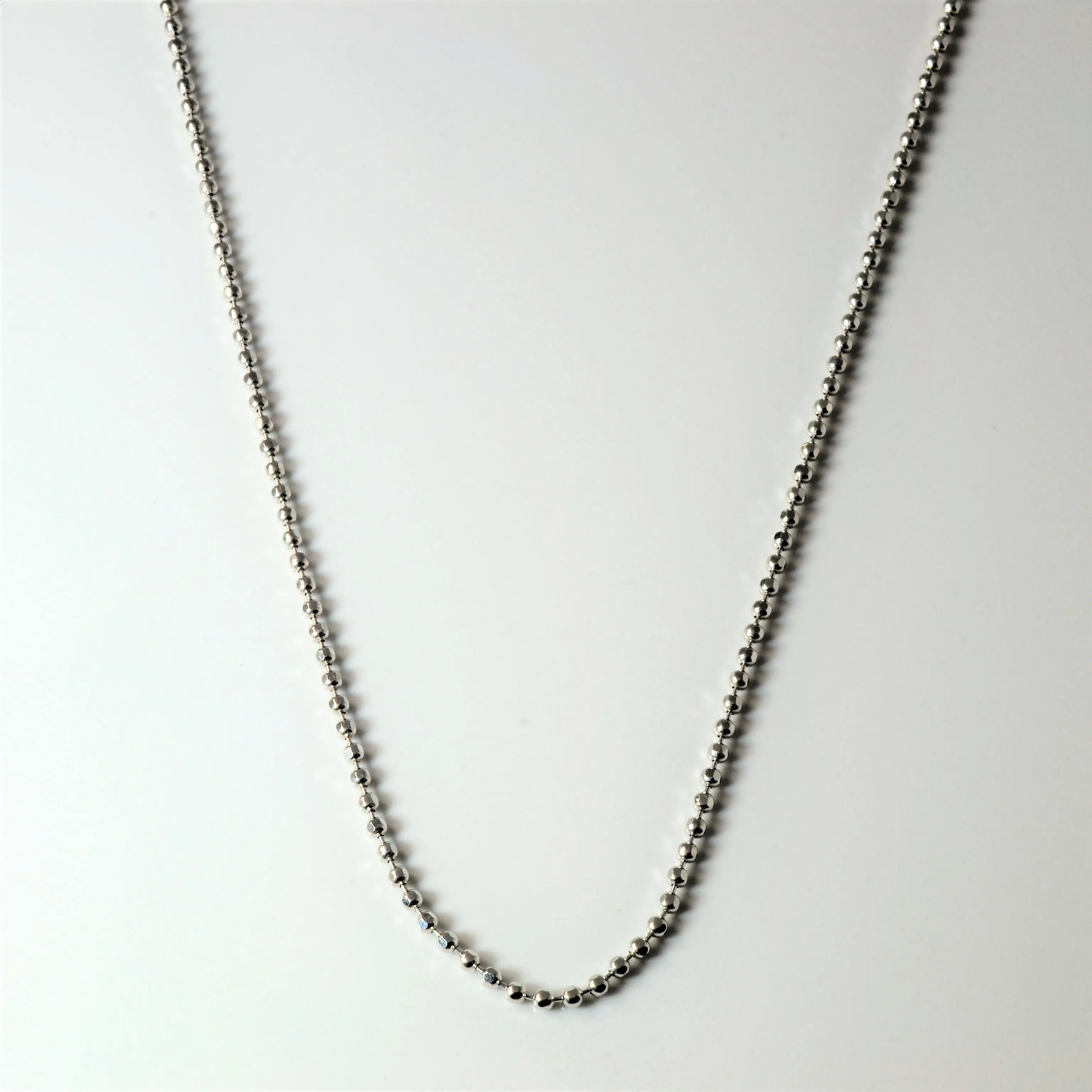 14k White Gold Bead Chain | 16" | Luminous Highlight Finest Style