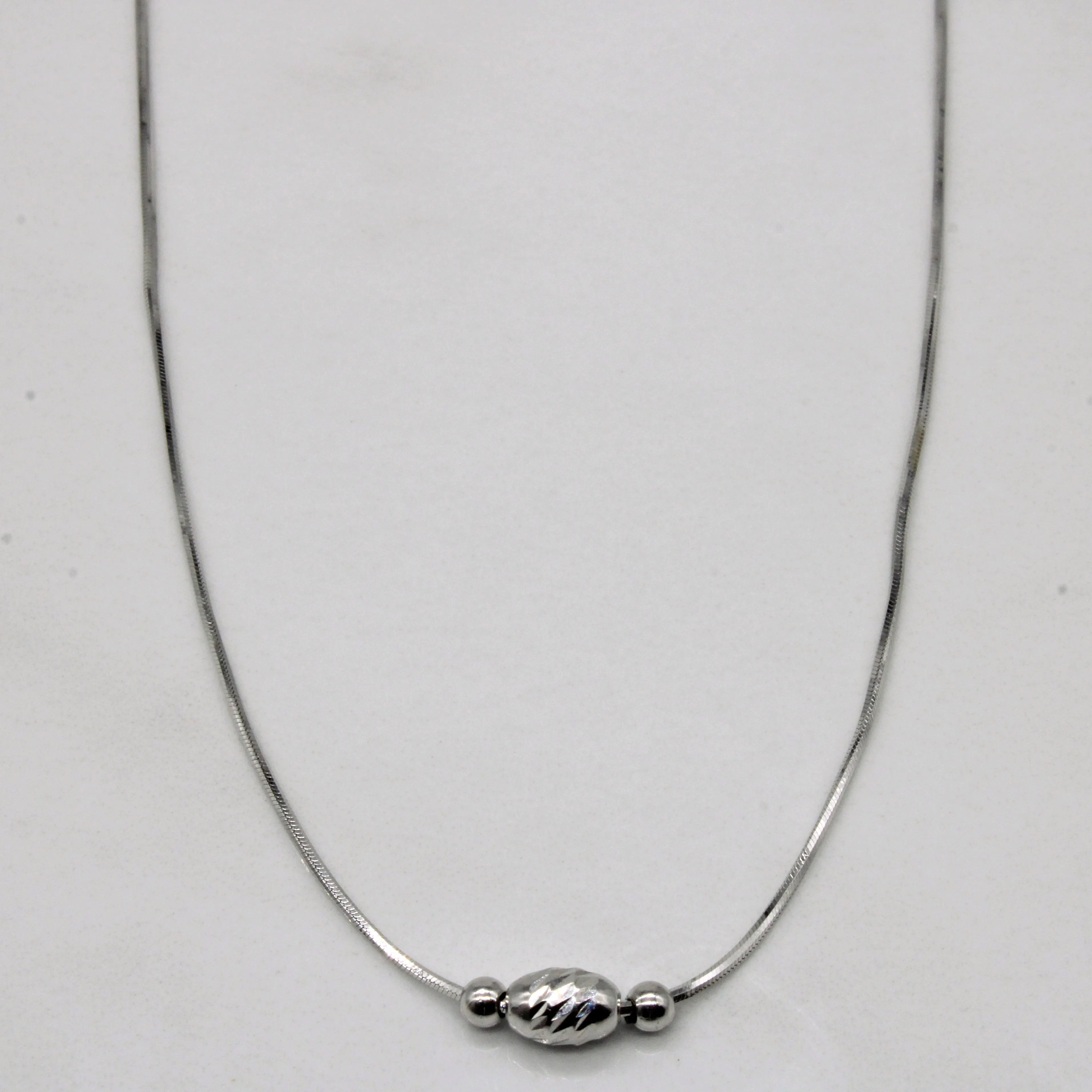 Daily Essentials Elegant Shine Pieces 14k White Gold Bead Necklace | 16" |