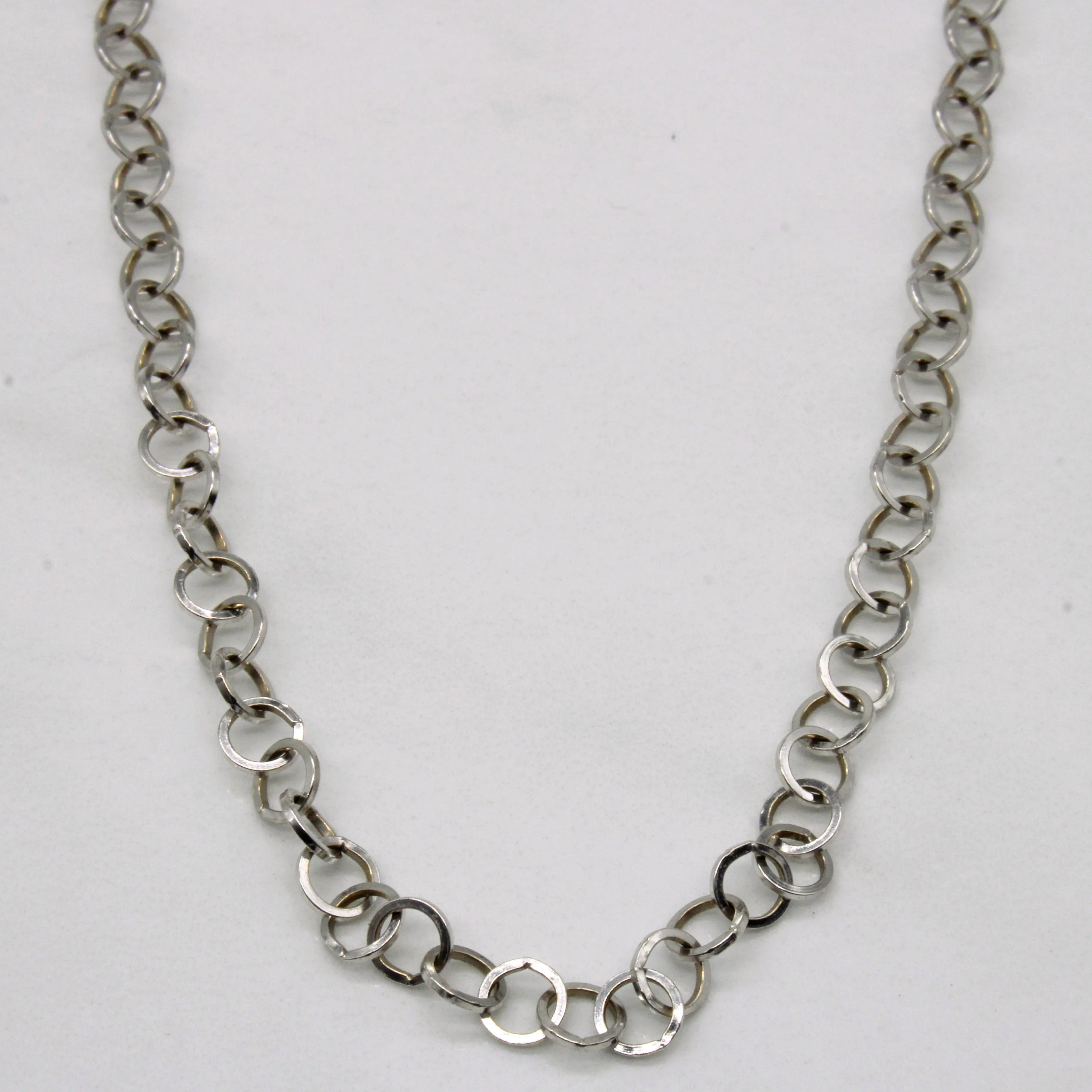 14k White Gold Circle Link Chain | 24" | Timeless Detailing