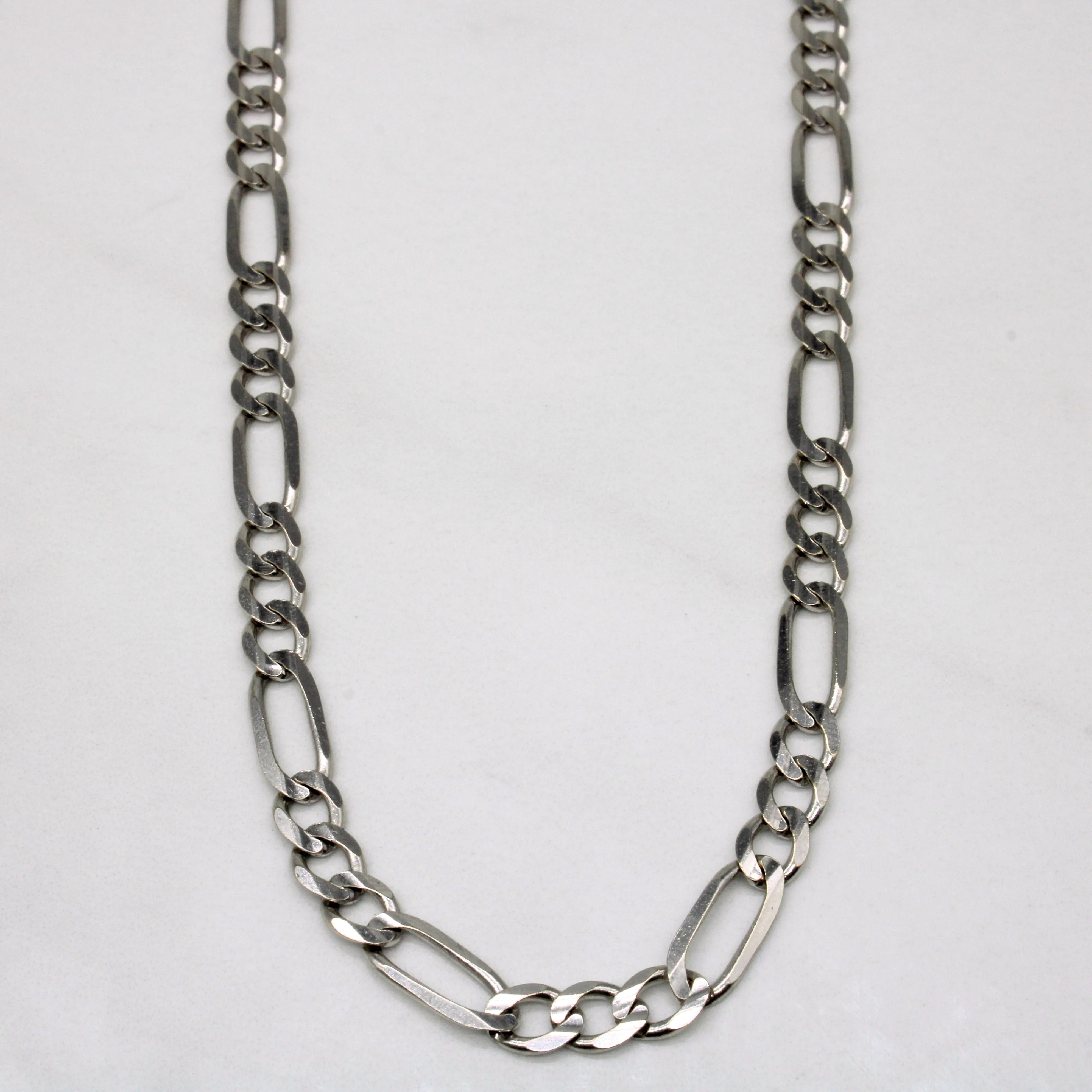 youth appeal handmade touch 14k White Gold Figaro Link Chain | 24" |
