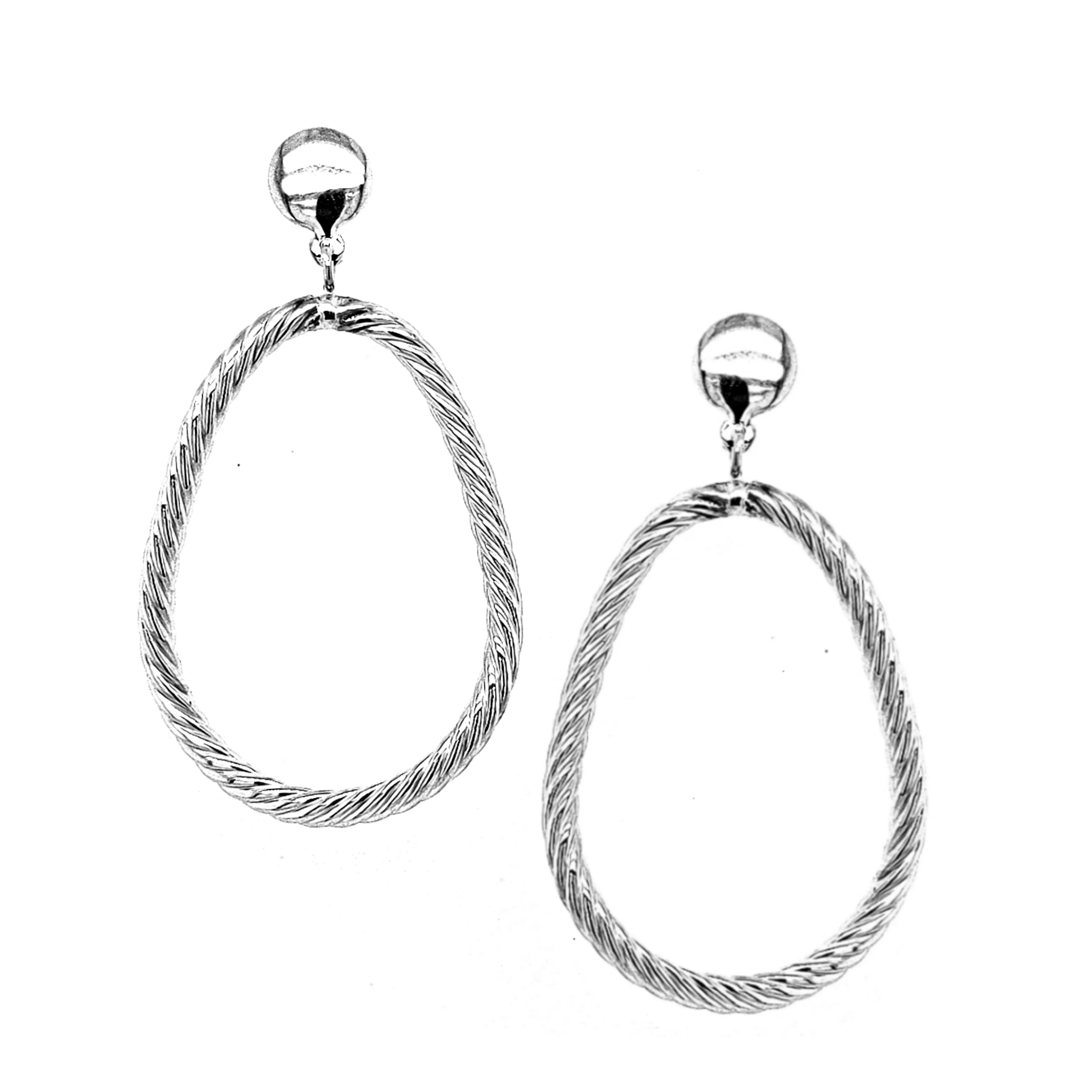 Polished Vibe Bright Piece 14k White Gold Hanging Teardrop Textured Earring