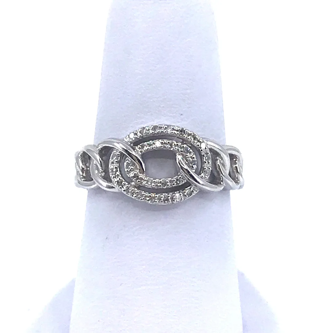 Stylish charm Chic Accessory 14K White Gold Link Ring