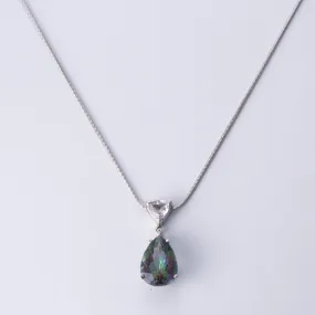 14k White Gold Mystic Topaz and Synthetic Spinel Necklace | 3.10 ct, 0.40 ct | 45.5cm Chic Contour Dressed Up Look