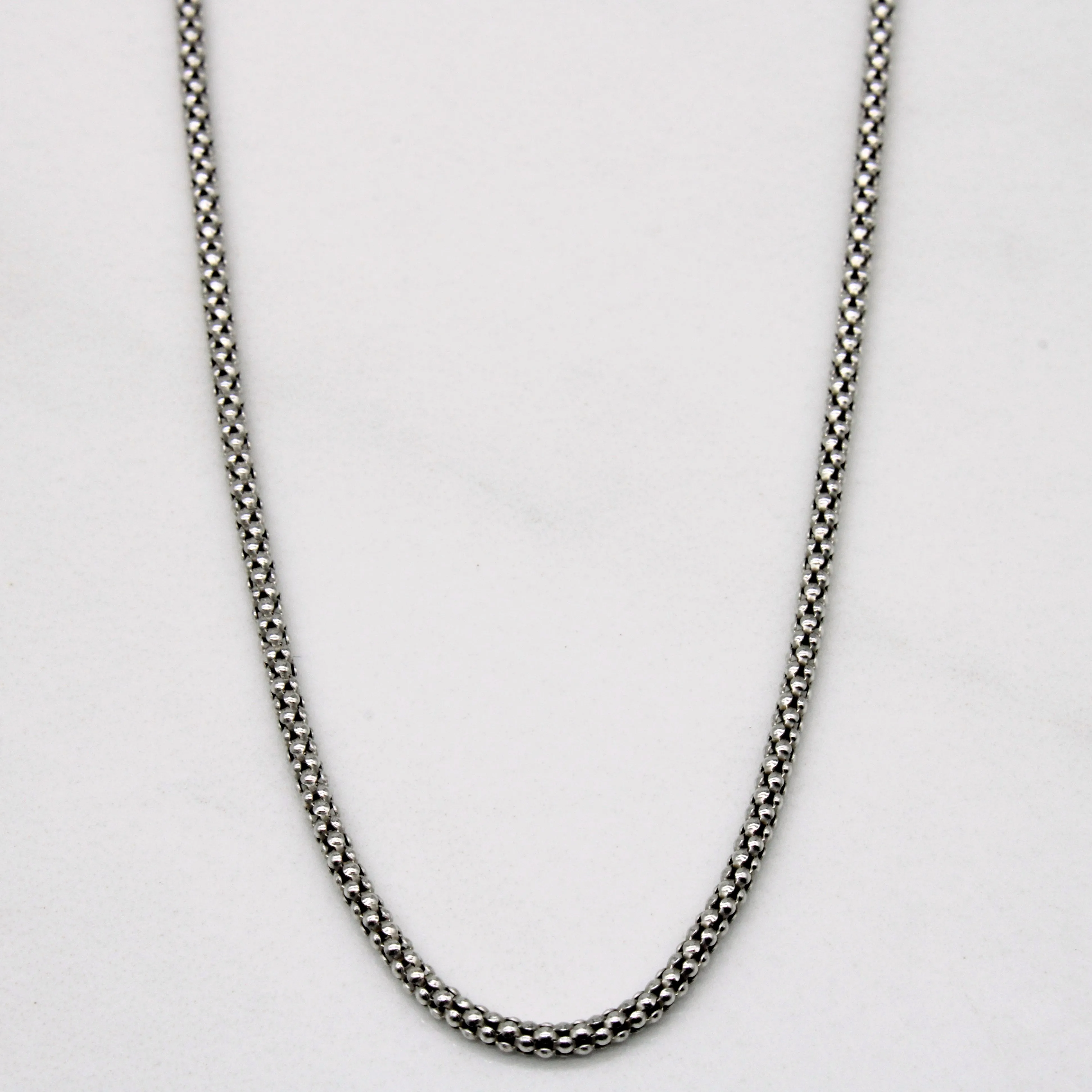 14k White Gold Necklace | 16" | Layered Texture Effortless Sparkle