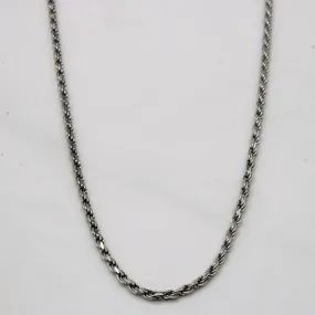 14k White Gold Rope Chain | 30" | Stylish Finish Daily Accent