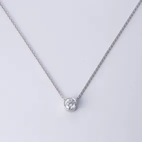 14k White Gold Solitaire Pendant & Chain | 0.84 ct  | 16" Gleaming Glow Bold Craft