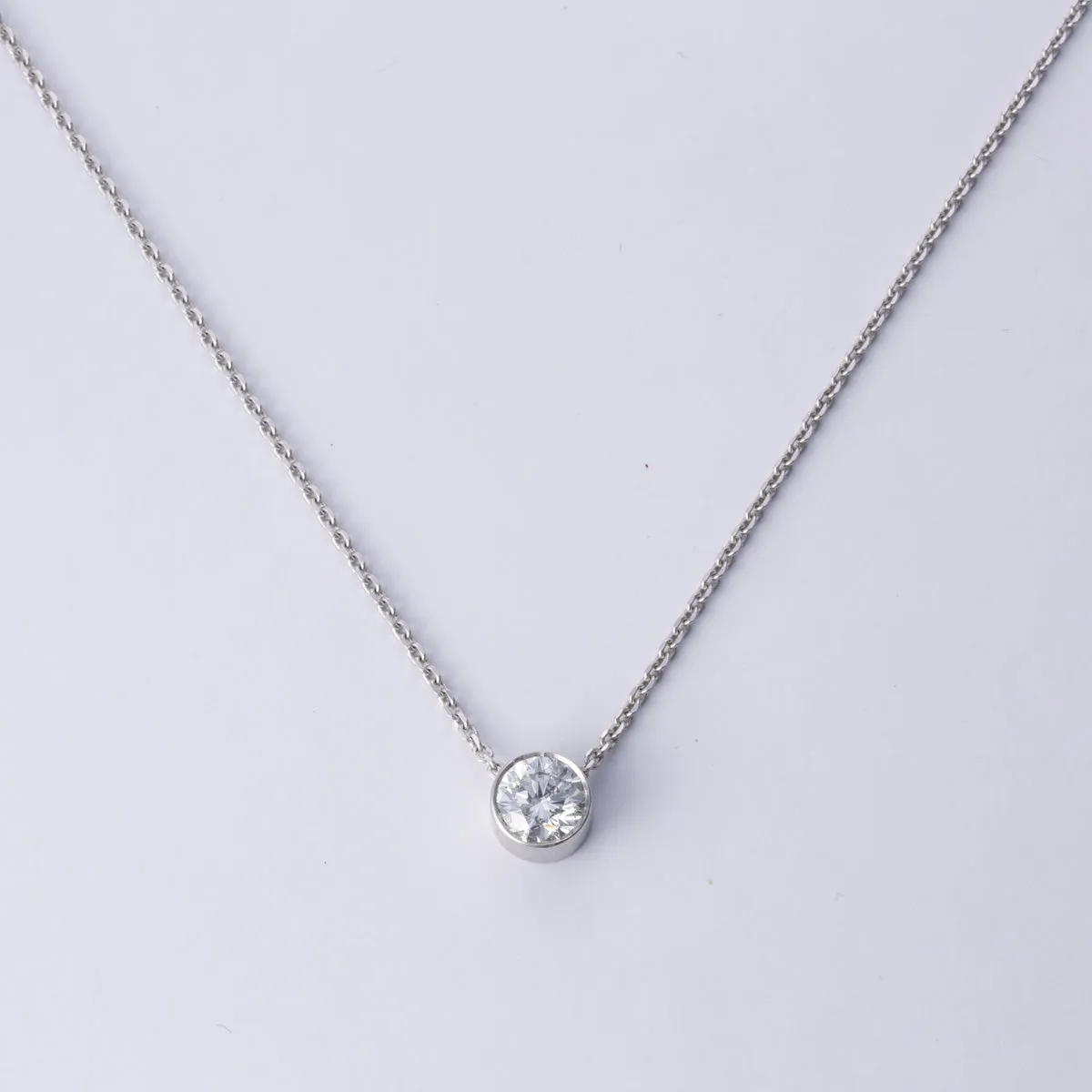 14k White Gold Solitaire Pendant & Chain | 0.84 ct  | 16" Gleaming Glow Bold Craft
