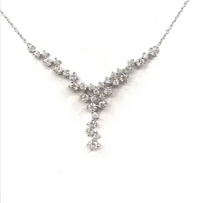 14K White Gold Y-Shaped Diamond Necklace Social Event