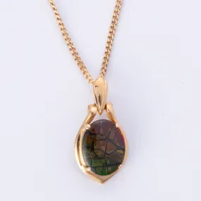 Luxury Look 14k Yellow Gold Ammolite Triplet Necklace | 16"