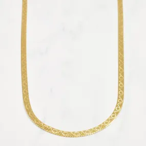 Elegant Shine Pieces Fashion Glow 14k Yellow Gold Decorated Herringbone Chain | 17" |