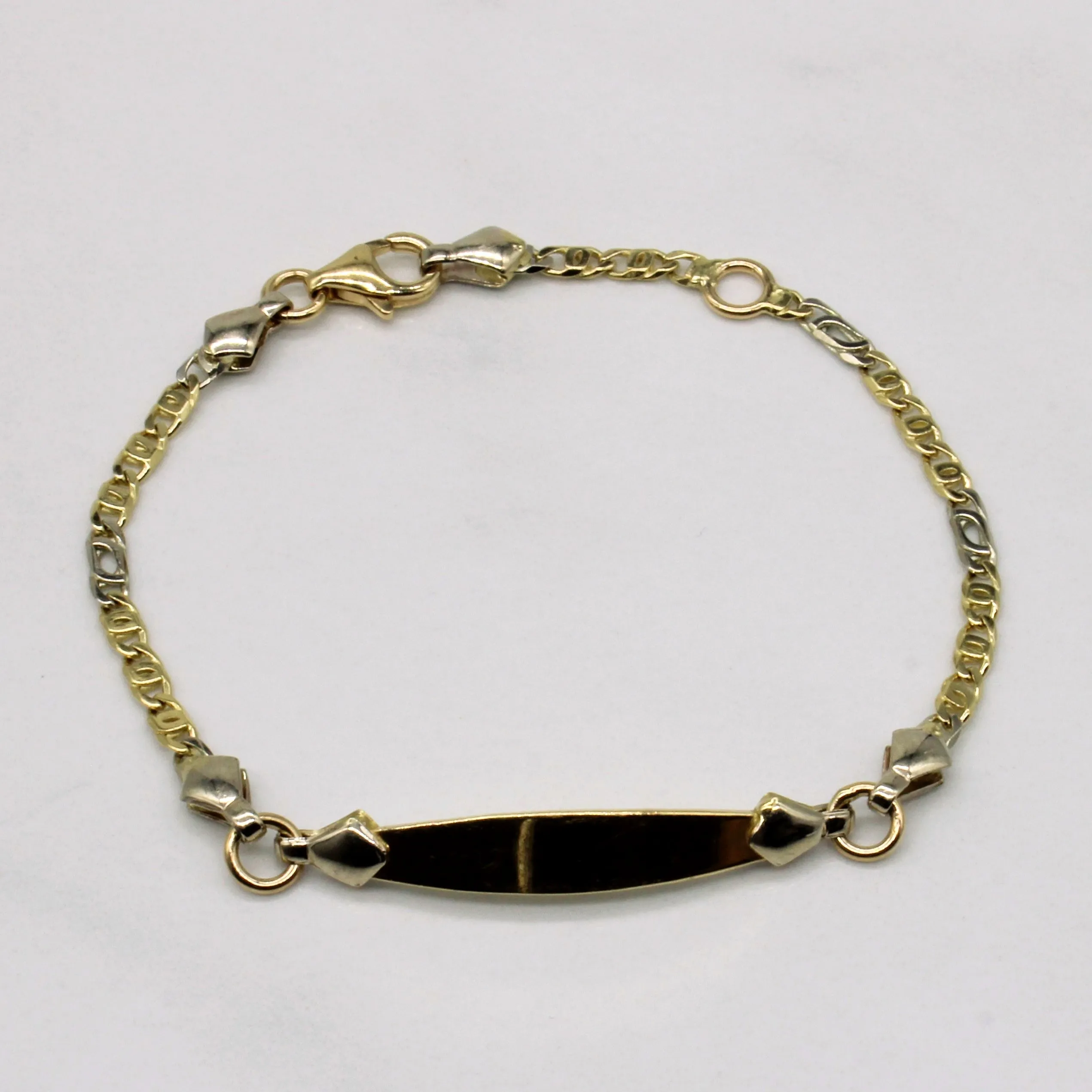 Bold Lines Subtle Spark 14k Yellow Gold Engravable Plate Bracelet | 6" |