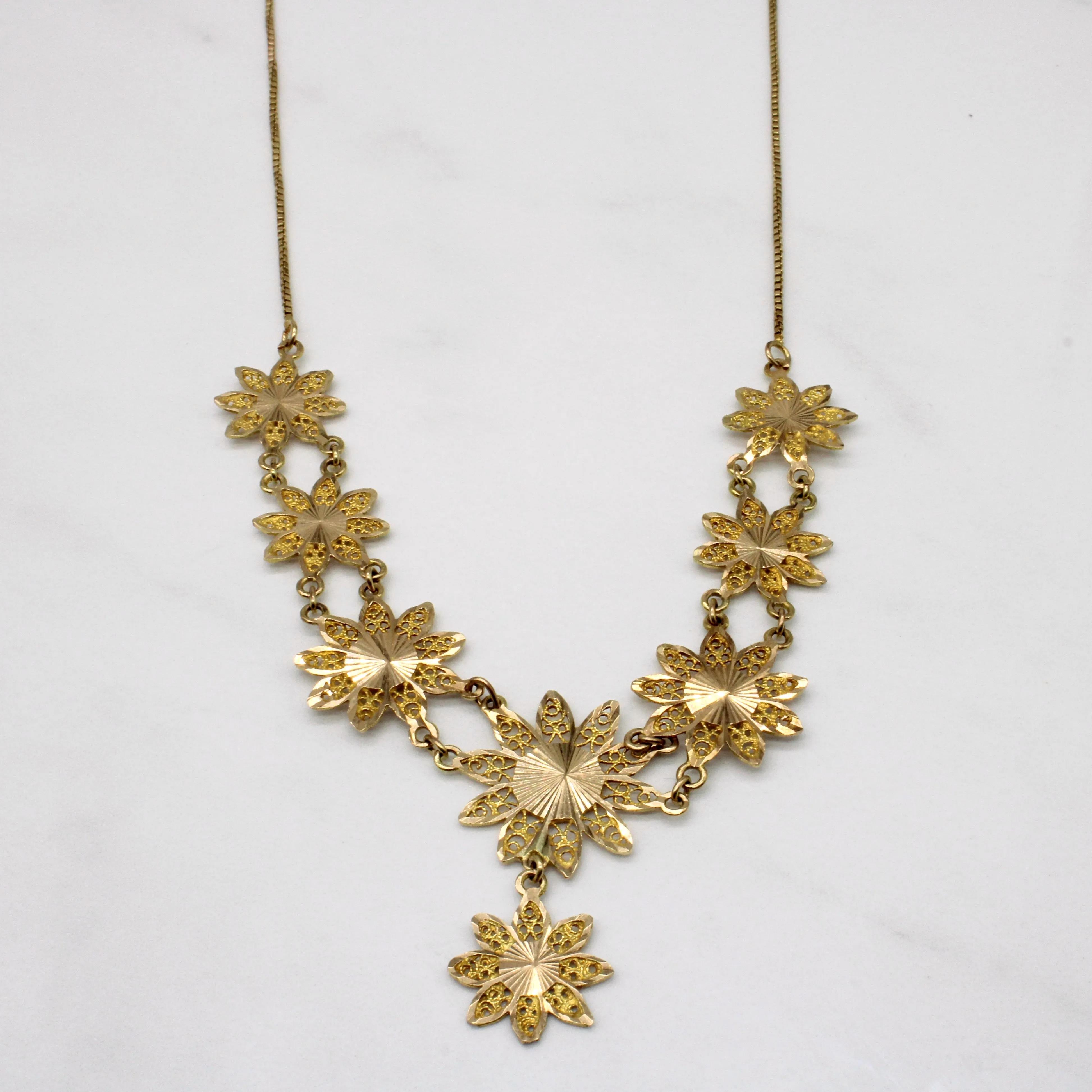 Fashion Craft 14k Yellow Gold Flower Pendant Necklace | 17" |