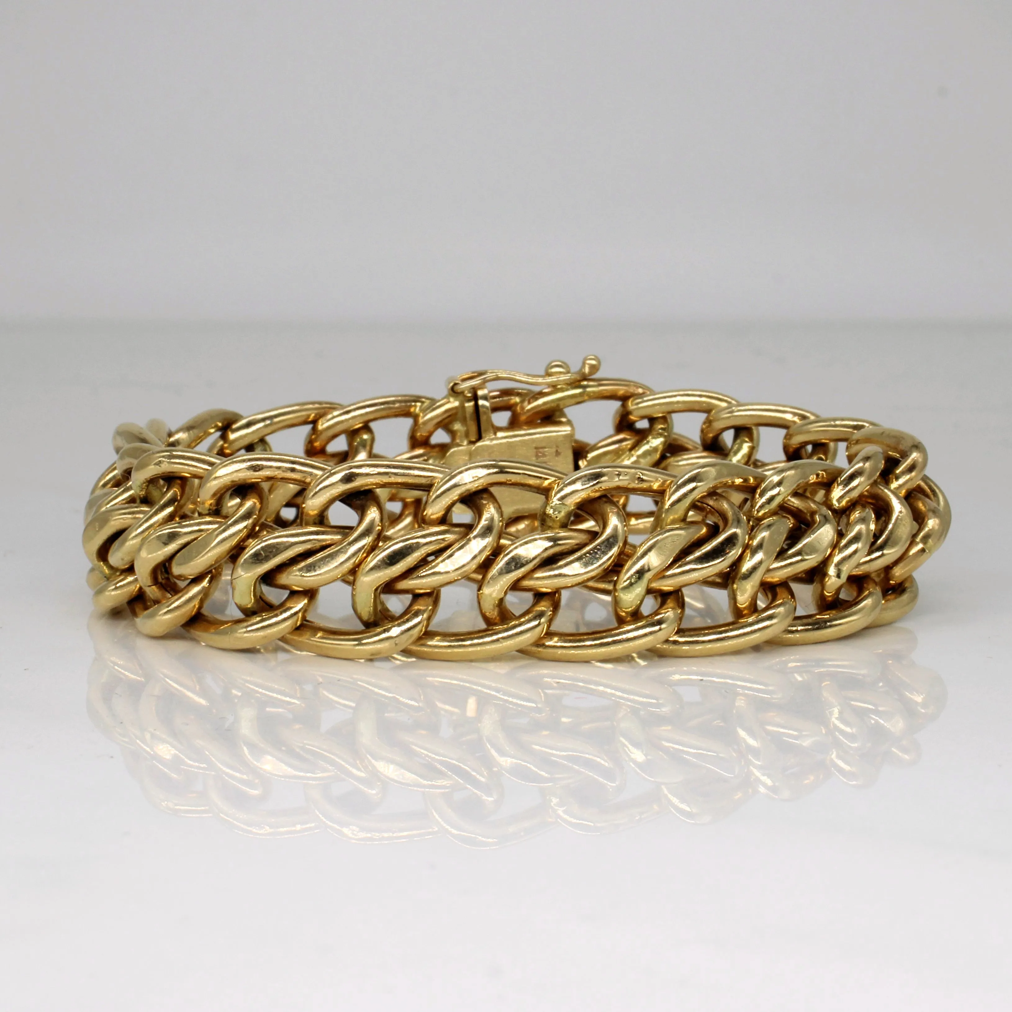 14k Yellow Gold Parallel Link Bracelet | 7.5" | Handcrafted Quality Casual Look