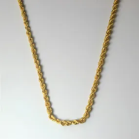 Romantic Design Luxe Finish 14k Yellow Gold Rope Chain | 25" |