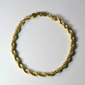 Textured Detail 14k Yellow Gold Rope Chain Bracelet | 8" |