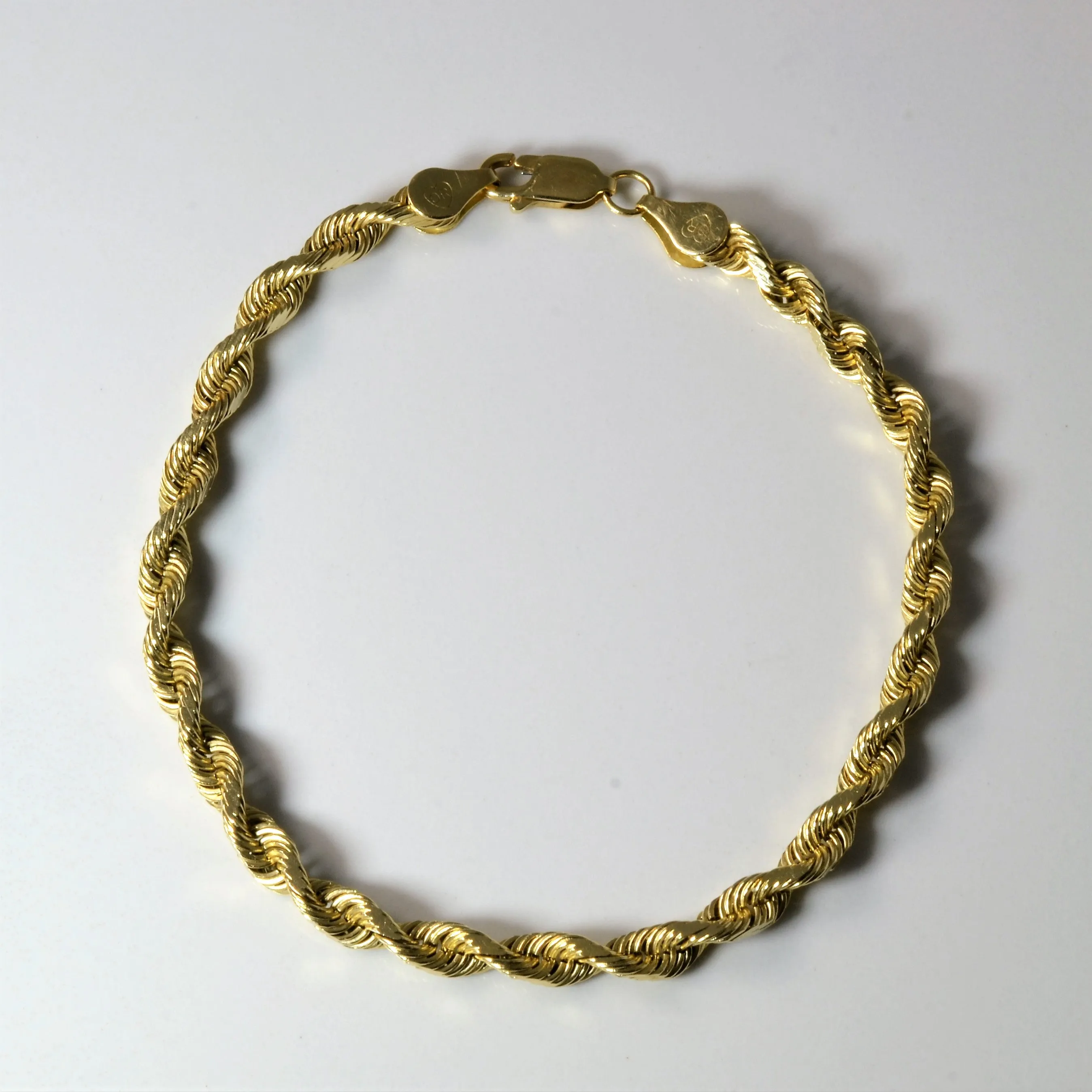 Textured Detail 14k Yellow Gold Rope Chain Bracelet | 8" |