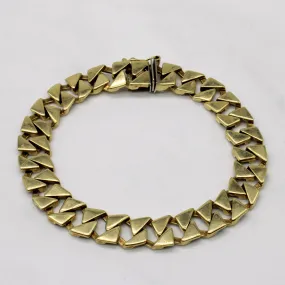 14k Yellow Gold Unique Link Bracelet | 7" | Shiny Jewelry Design Romantic Moment