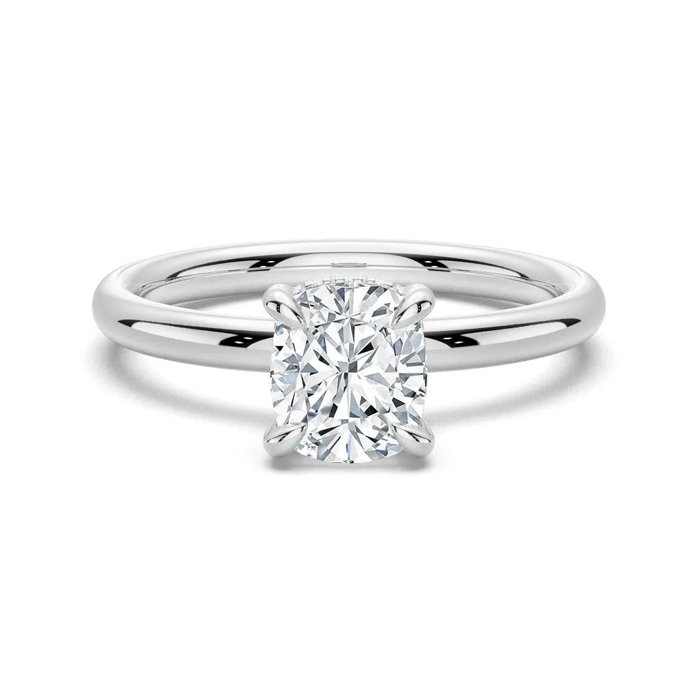 1.5 CT. Elegant Cushion Cut Solitaire Engagement Ring Golden Light