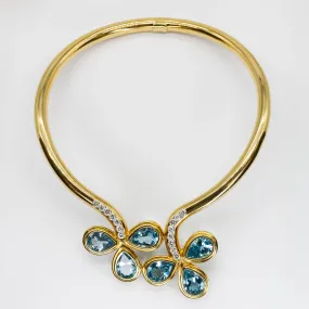 18K gold Topaz and Diamond Cocktail collar Necklace by 'Carlo Weingrill' | 70.0ctw, 2.0ctw | 15" Elegant flair Candid Moment