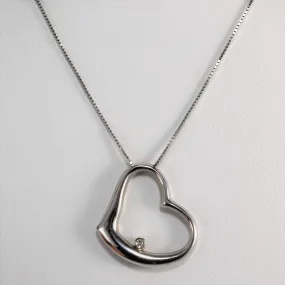 18k Italian Diamond Heart Necklace | 16" | Effortless Design