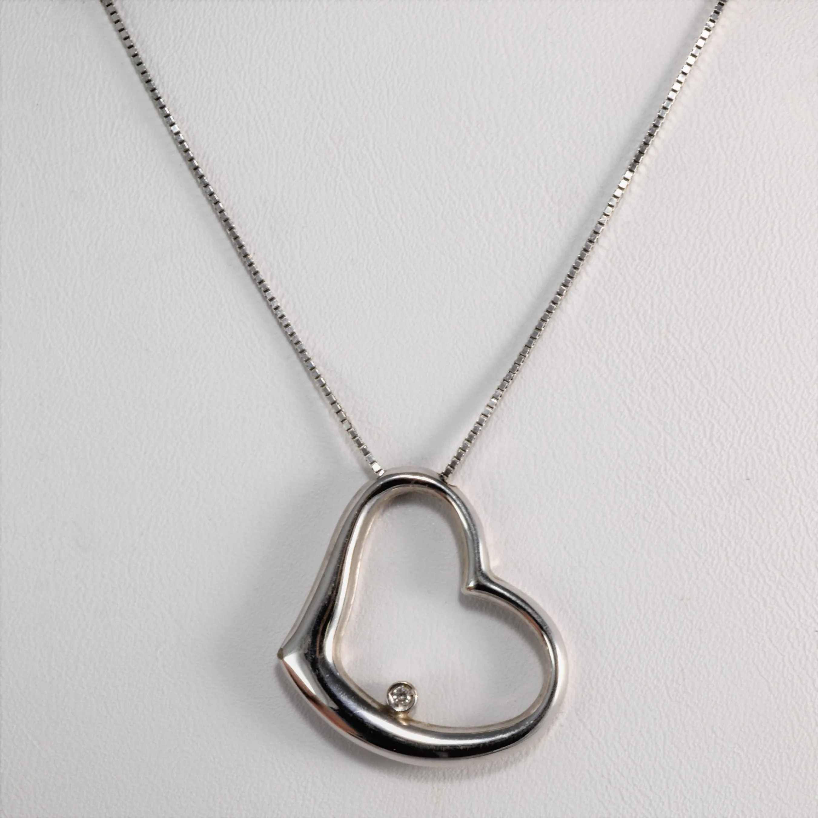 18k Italian Diamond Heart Necklace | 16" | Effortless Design