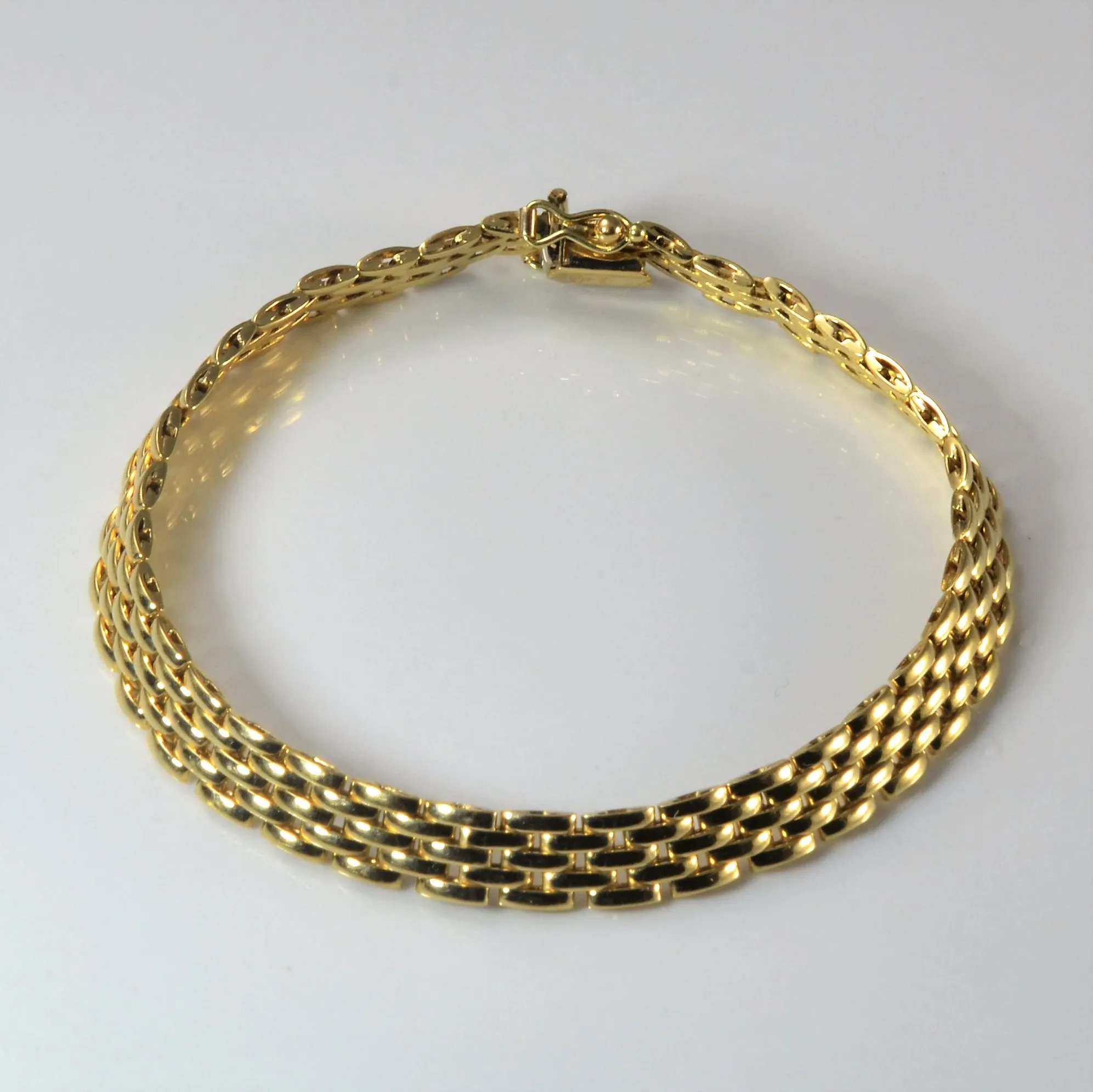 18k Italian Yellow Gold Panther Chain Bracelet | 8" | premium design