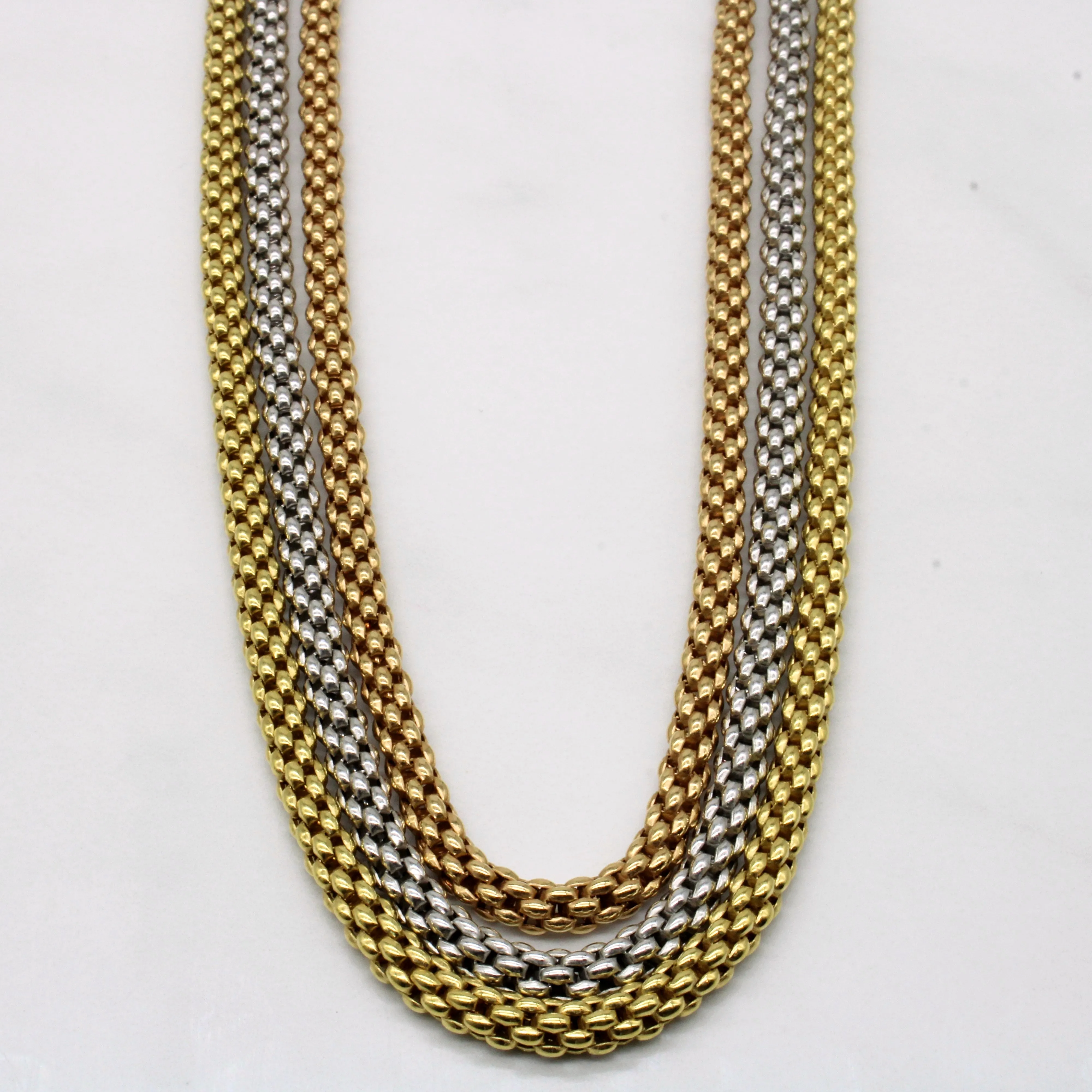 Versatile Style Luxury Form 18k Tri Tone Layered Chain | 16" |