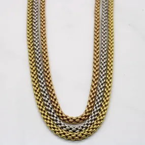 Versatile Style Luxury Form 18k Tri Tone Layered Chain | 16" |