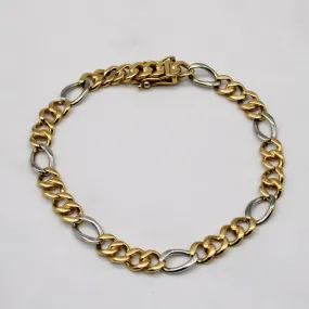18k Two Tone Gold Figaro Bracelet | 6.5" | Refined Line Classic Outfit