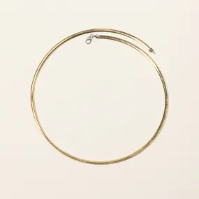 18k Two Tone Gold Reversible Herringbone Necklace | 16" | Graceful Edge