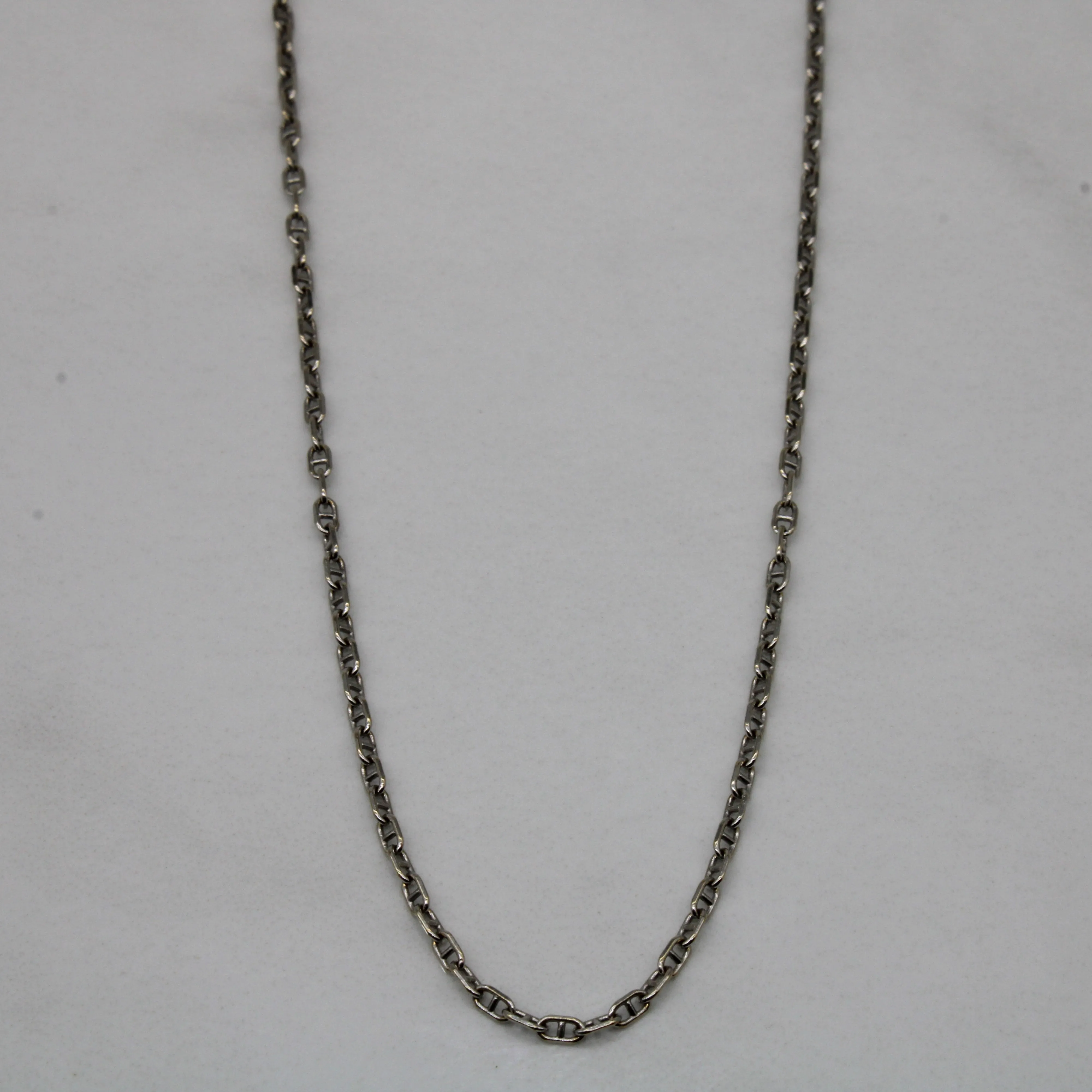 Formal Event elegant curve 18k White Gold Anchor Chain | 18" |