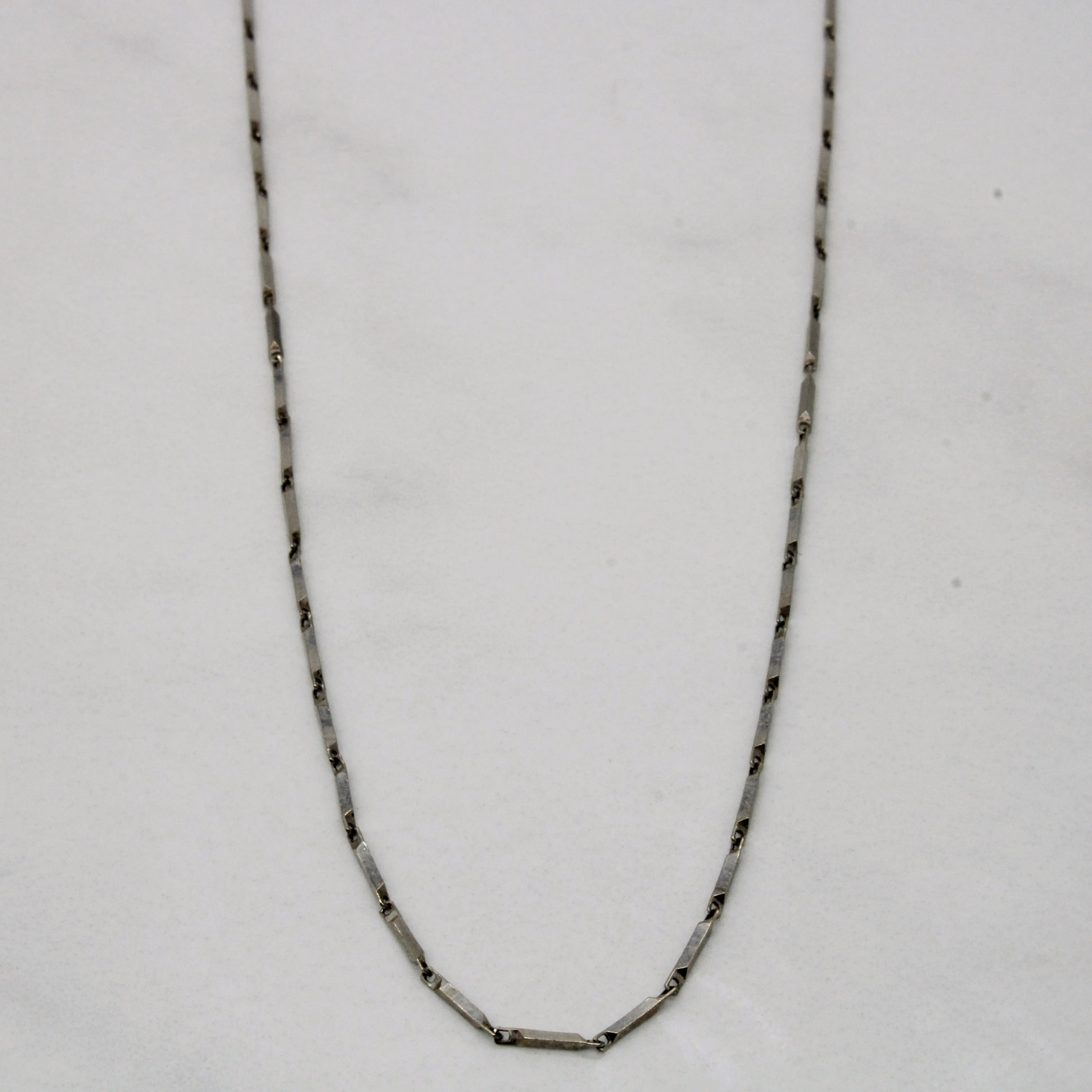 18k White Gold Bar Link Chain | 16" | Handmade Jewelry