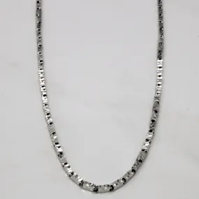 18k White Gold Bar Link Chain | 18" | Glamour Accent