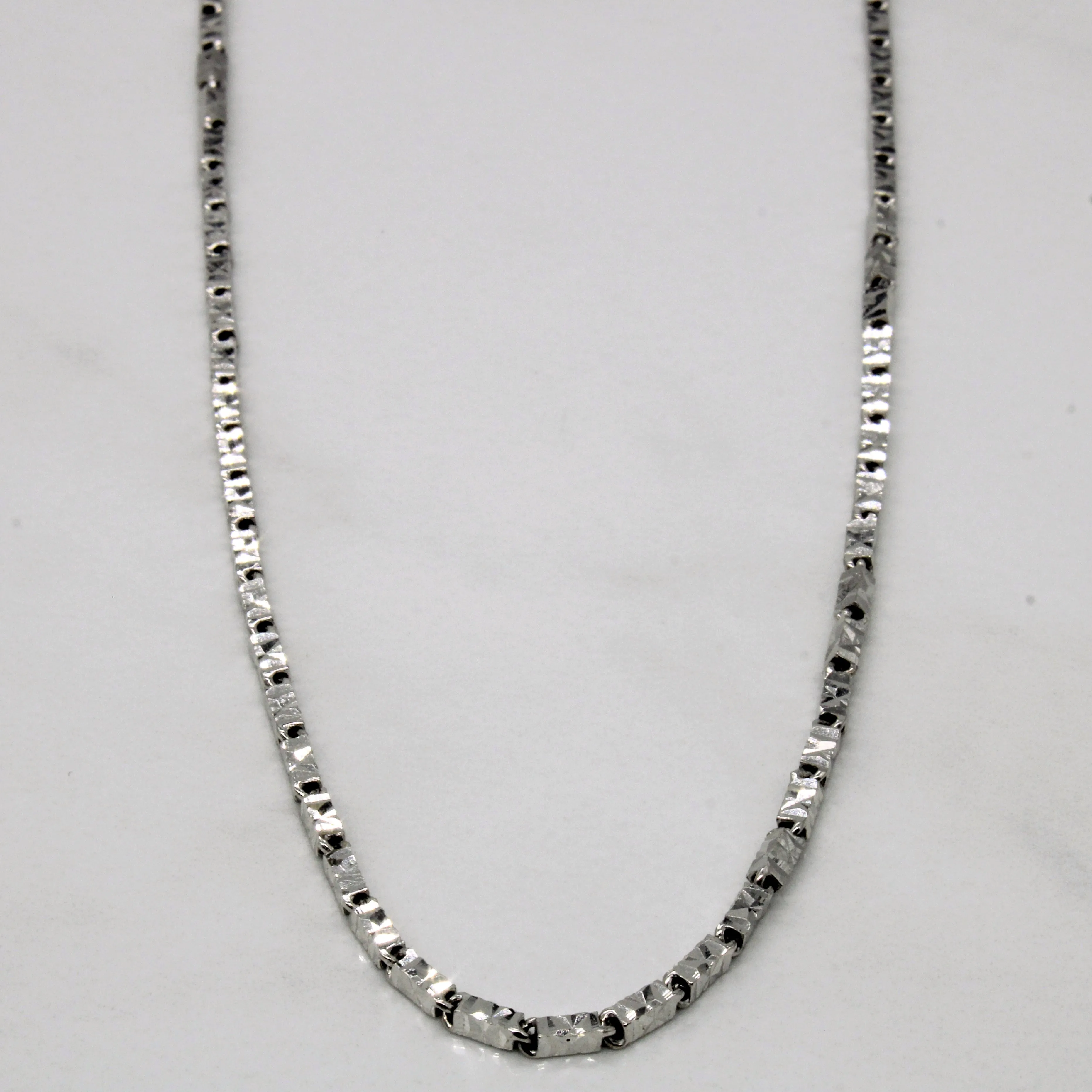 18k White Gold Bar Link Chain | 18" | Glamour Accent