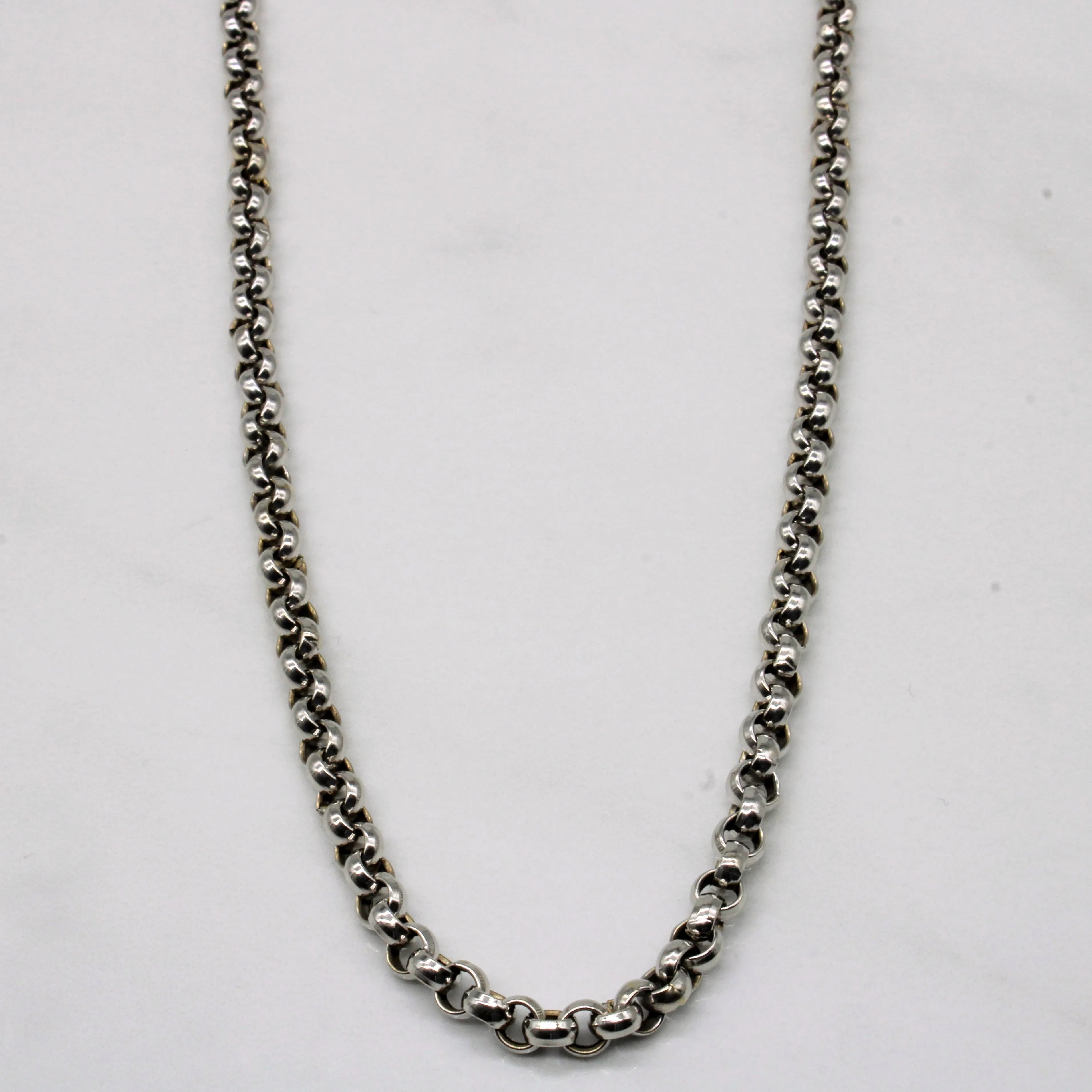 18k White Gold Circle Link Chain | 22" | Refined Touch Stylish charm