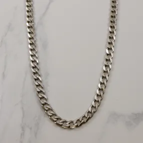 18k White Gold Curb Chain | 24" | Classic Jewelry Design