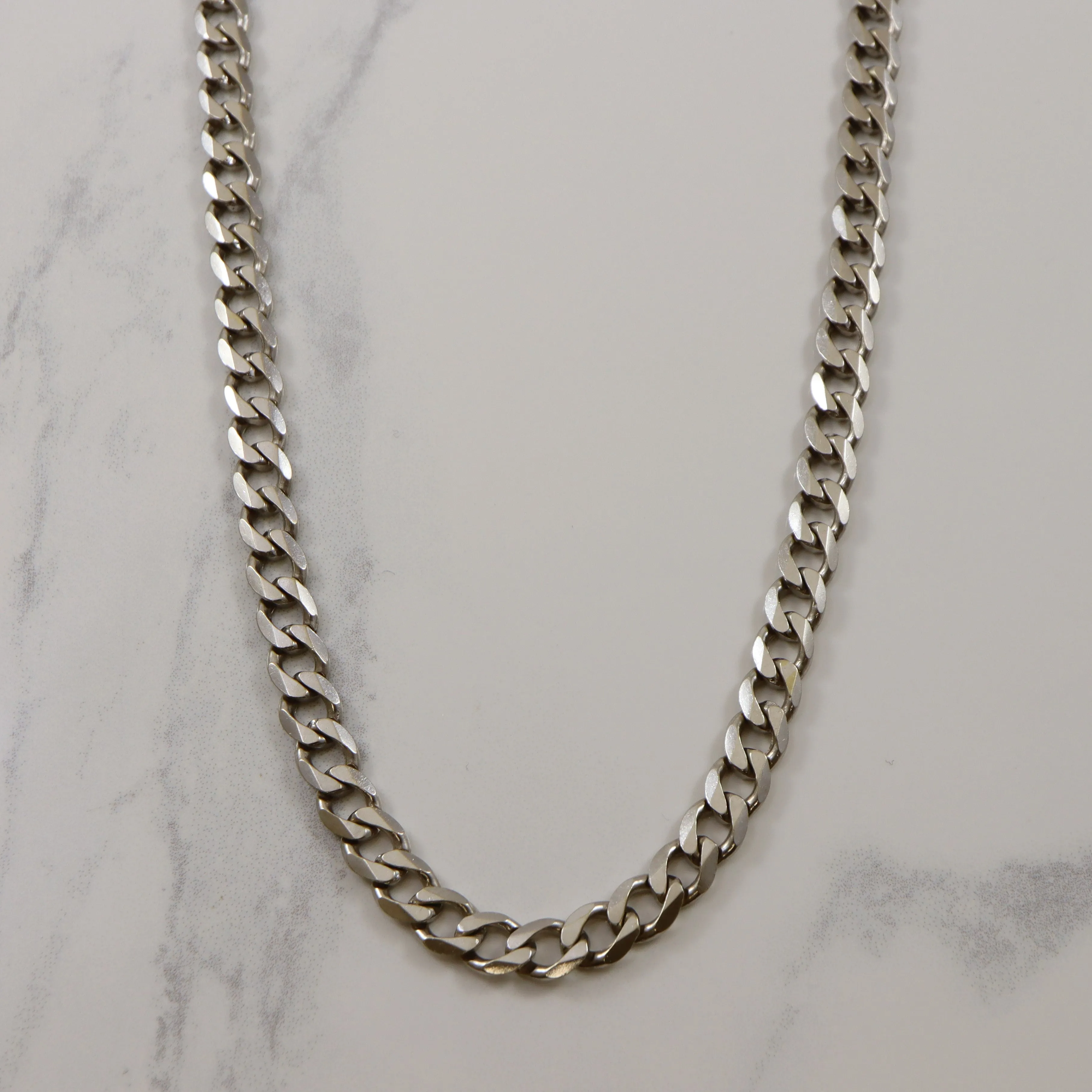 18k White Gold Curb Chain | 24" | Classic Jewelry Design