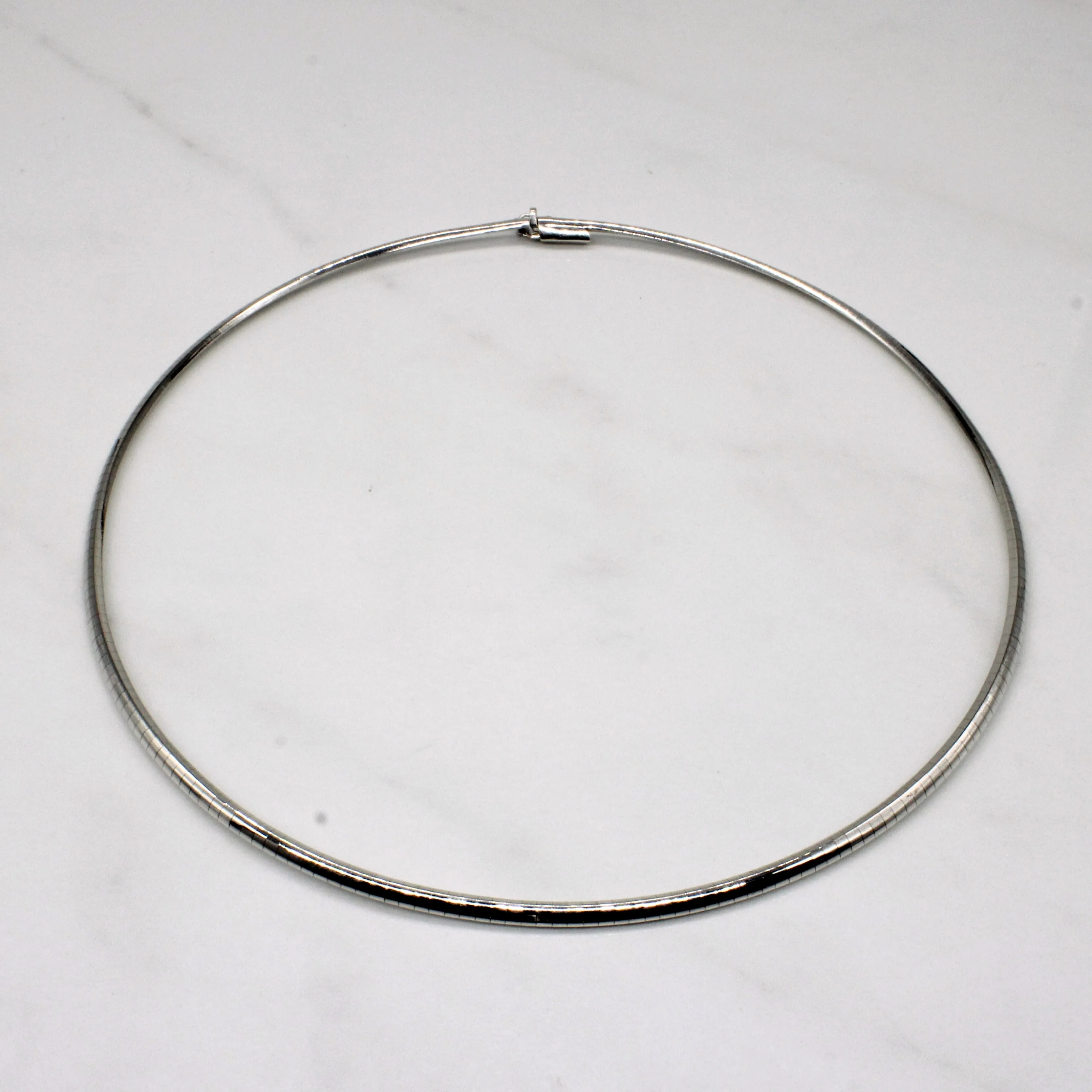 18k White Gold Flat Link Necklace | 16" | Modern Accessory Elegant Piece