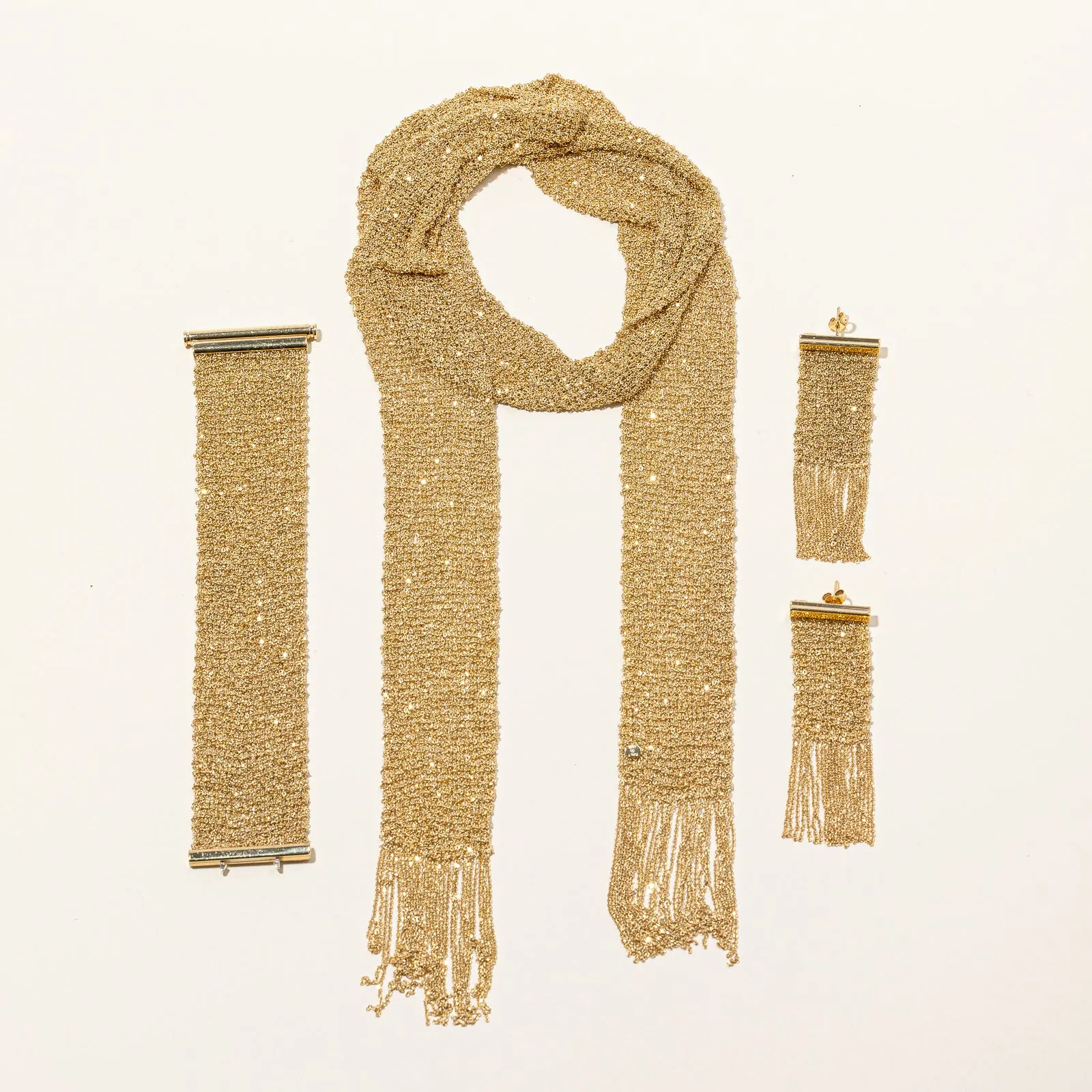 Signature Sparkle Night Feature 18k Woven Yellow Gold Jewellery Suite