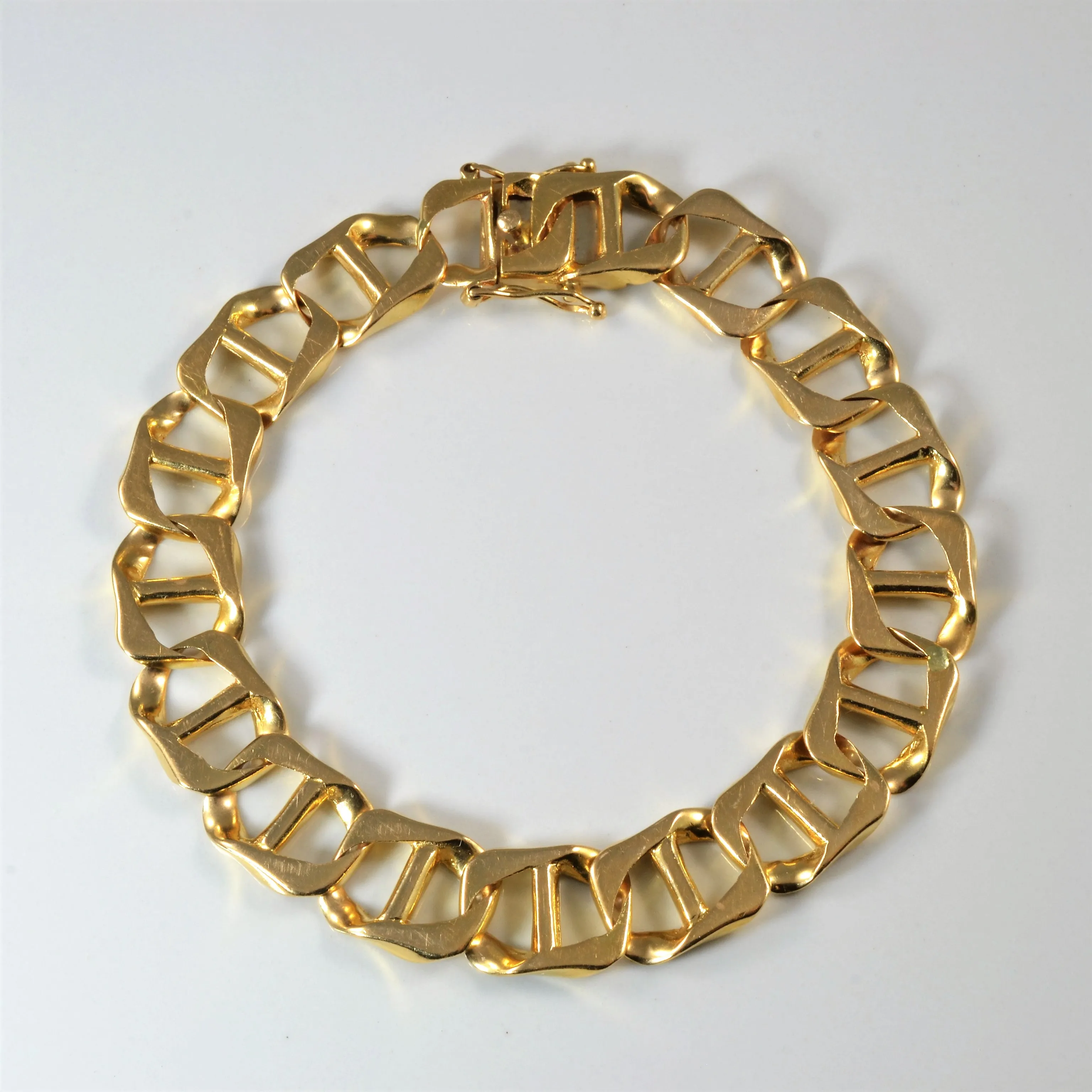 Vintage Style 18k Yellow Gold Anchor Chain Bracelet | 9" |