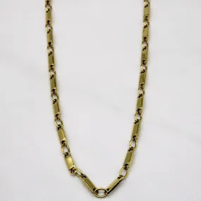 18k Yellow Gold Bar Link Chain | 16" | Red Tone Chic Gift