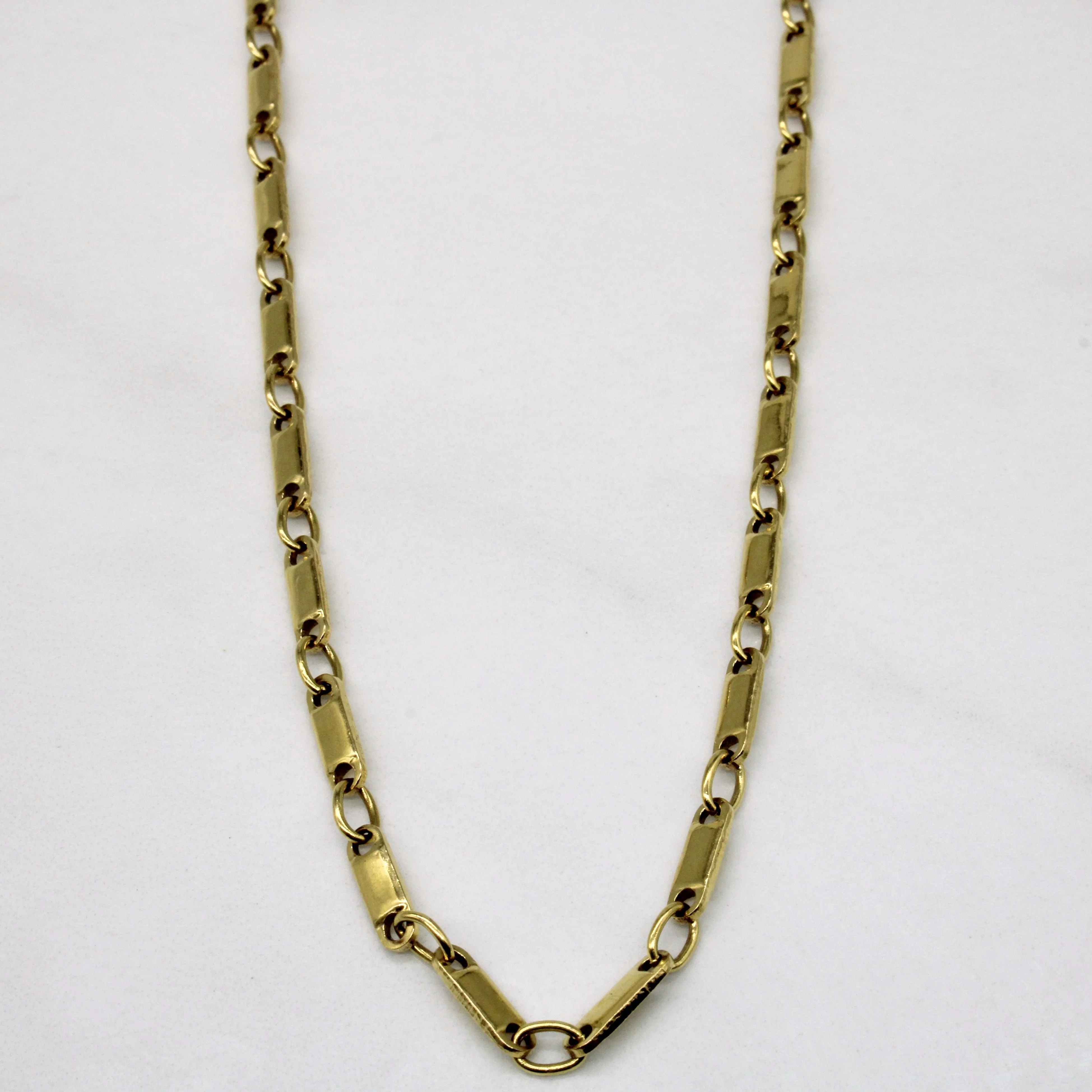 18k Yellow Gold Bar Link Chain | 16" | Red Tone Chic Gift