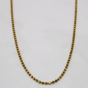 18k Yellow Gold Bead Chain | 16" | Vintage Style Weekend Look