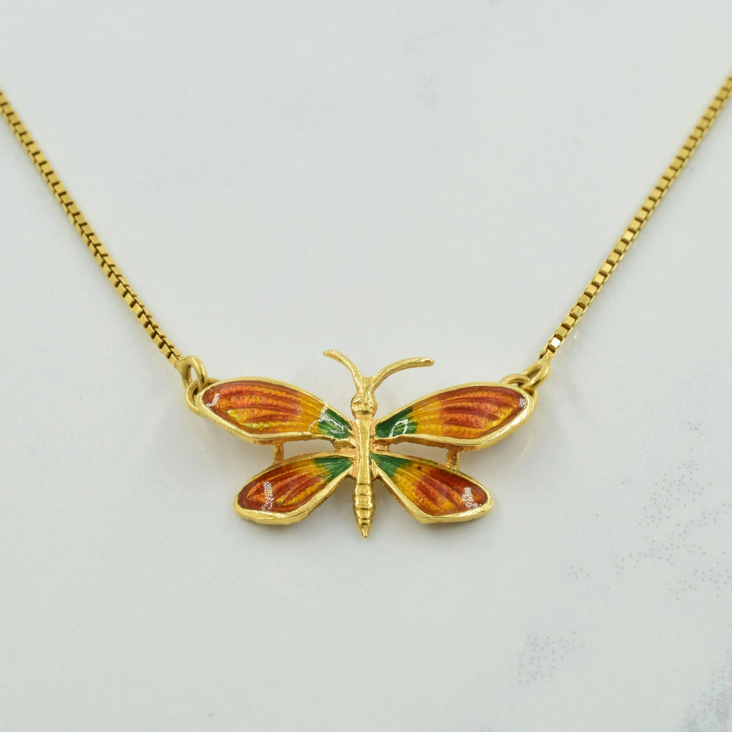 18k Yellow Gold Butterfly Necklace | 16" | Color Pop